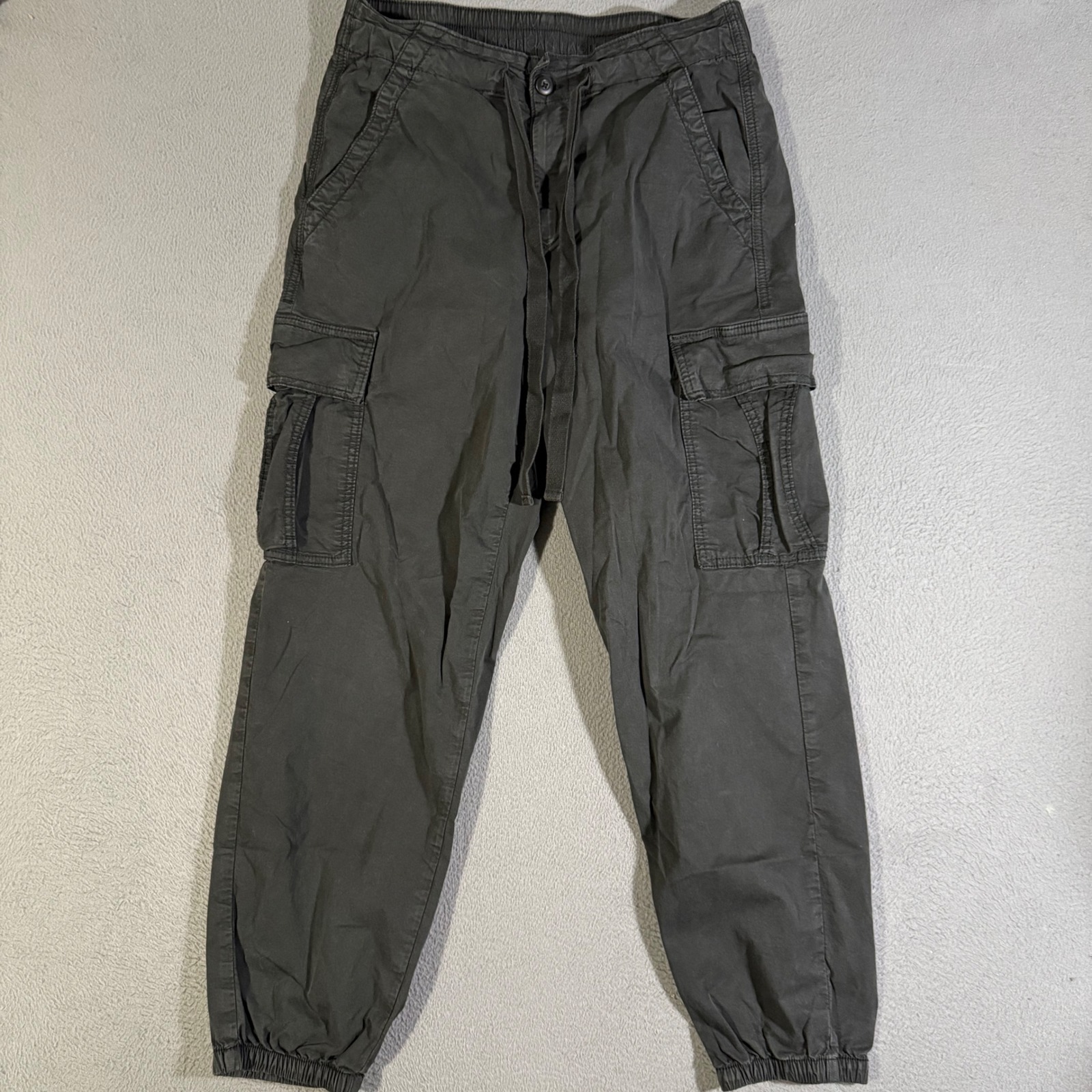 Vintage American Eagle Gray Cargo Joggers Pants Drawstring Waist Size 10